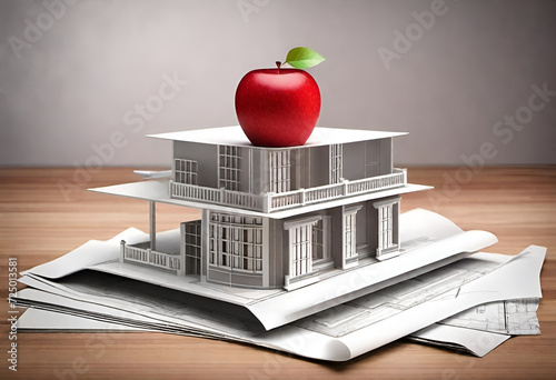 Red apple on house