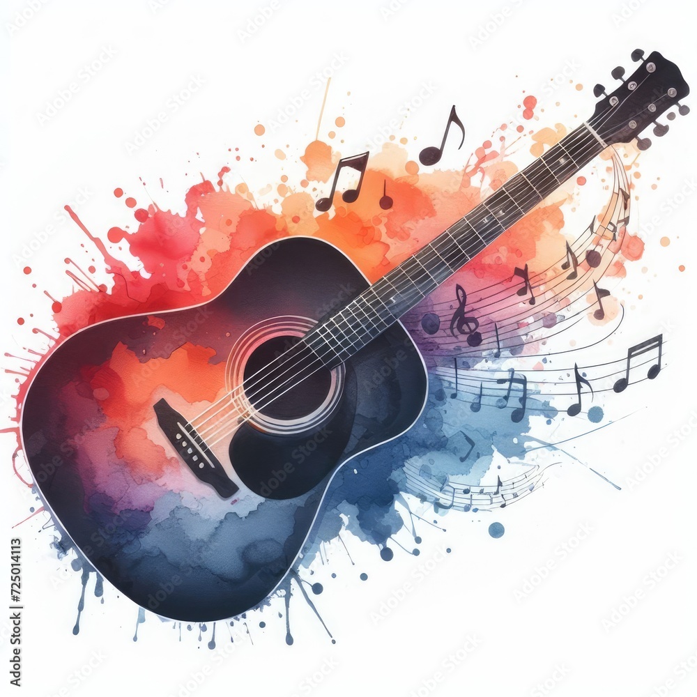 Acoustic guitar abstract illustration.