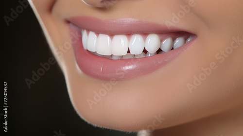 Beautiful woman's smile after teeth whitening procedure. Dental care. Dentistry concept. perfect smile