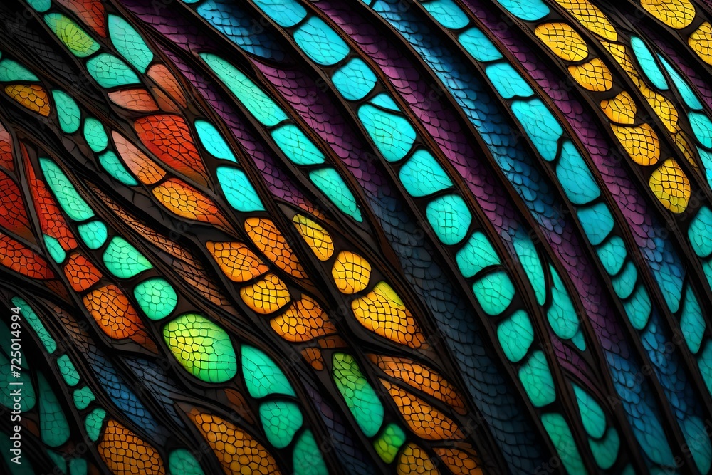 A 3D visualization of a vibrant butterfly wing, with detailed scales and vivid colors