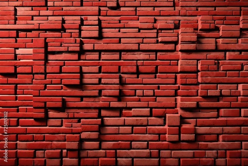 A 3D brick wall texture with varying shades of red and detailed mortar lines  creating an urban feel