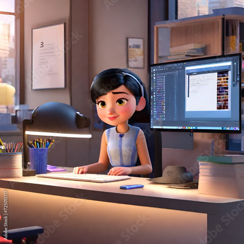woman working on computer