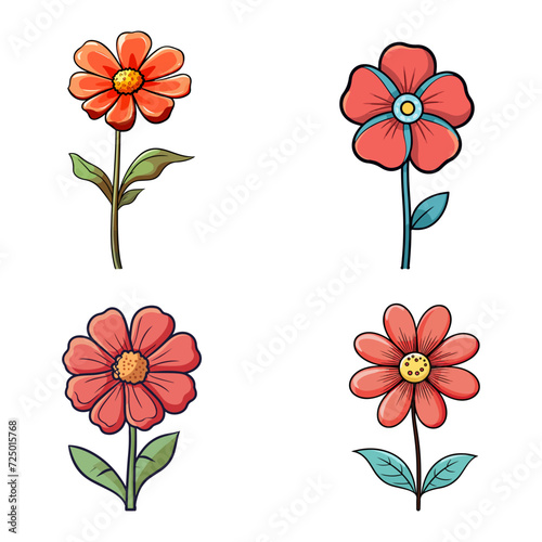hand drawn red flower collection