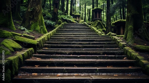 Tranquil Forest  A Serene Set of Steps Amidst Nature