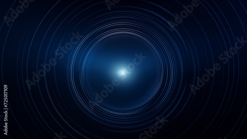 Abstract glowing circle lines on dark blue background