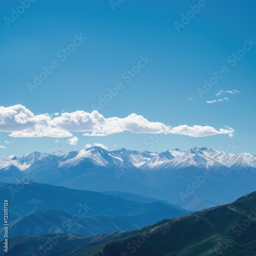 Beautiful mountains peaks view with clouds