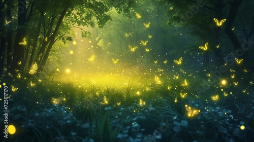 fairy forest with glowing insects. © Yahor Shylau 