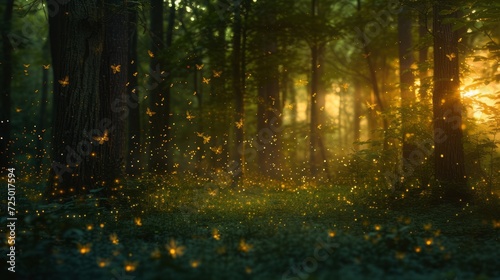 fairy forest with glowing insects.