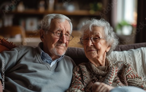 grandparents sitting on couch enjoying the good occasion