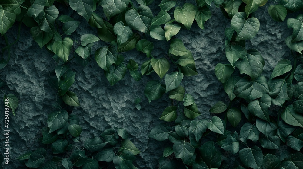 A rock overgrown with leaves and moss, nature, textured background stone in leaves A rock overgrown with leaves and moss, nature, textured background stone in leaves