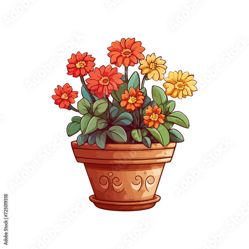 different plants in pots isolated on white background