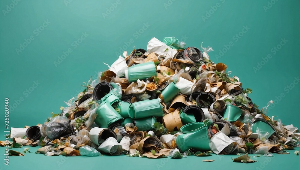 garbage on green background