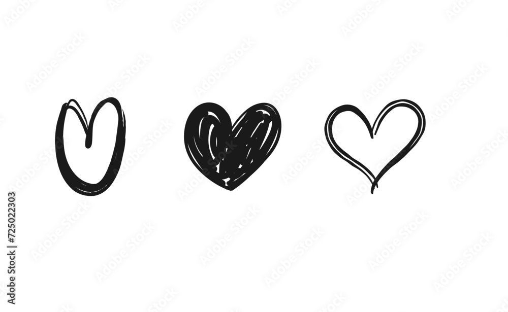 Heart shaped doodles. Hand drawn vector hearts. Valentine's Day illustration symbols. Heart shaped doodles. Hand drawn vector hearts. Valentine's Day illustration symbols.