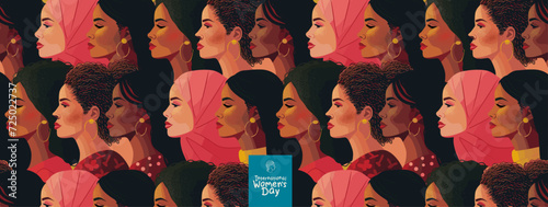 nationalities and races, symbolizing unity, unity and feminine strength and solidarity for banner, poster or ba
