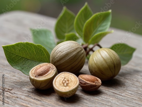 Triphala (Emblica officinalis, Terminalia bellirica, Terminalia chebula) in the garden photo