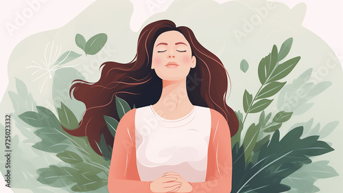 Image of a woman doing breathing exercises, respiratory health banner