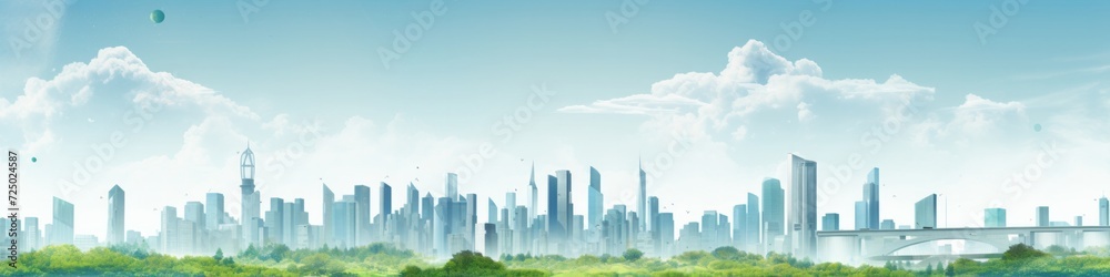 Pollution-Free Paradise: A city skyline free from pollution on one side, allowing ample room for your message advocating environmental responsibility. Pollution-Free Paradise: A city skyline free from pollution on one side, allowing ample room for your message advocating environmental responsibility.