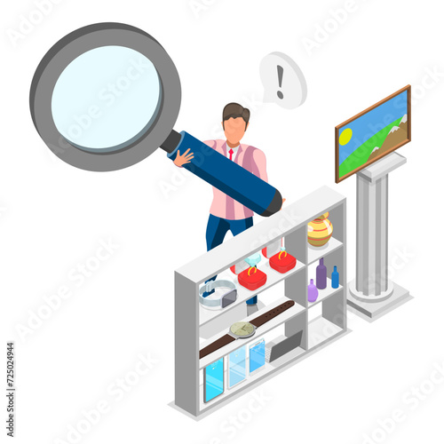 3D Isometric Flat Vector Illustration of Pawnshop, Pawn Shop Loan. Item 2