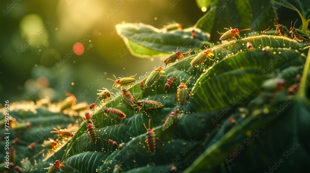 Microscopic insects inhabiting a garden, including tiny beetles, mites ...