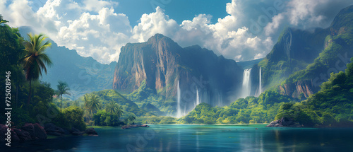 Art images about landscapes in the style. Far Cry tropical jungle photo