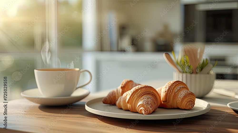 a cup of coffee arranged on the table, bathed in warm filter lighting streaming in from the kitchen window, evoking a comforting and inviting atmosphere perfect for starting the day. a cup of coffee arranged on the table, bathed in warm filter lighting streaming in from the kitchen window, evoking a comforting and inviting atmosphere perfect for starting the day.