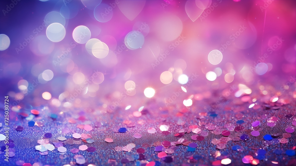 Abstract background with bokeh defocused lights and shyny glitter. AI generative.
