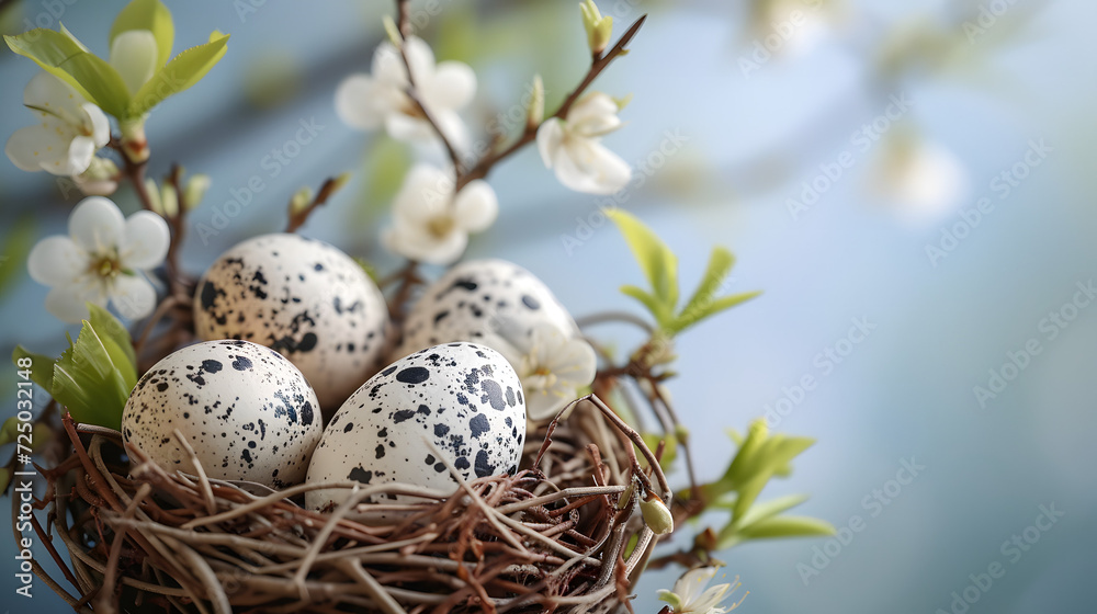 Bird Nest Filled With Eggs on Tree Branch Bird Nest Filled With Eggs on Tree Branch
