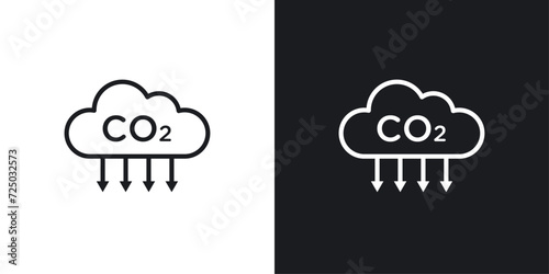 CO2 emissions icon designed in a line style on white background. photo