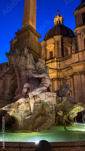 Fountain of four rivers Navona rome photo