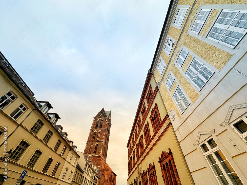 Historical houses in old town Wismar, Germany