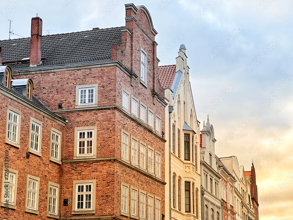 Fototapeta premium Historical houses in old town Wismar, Germany