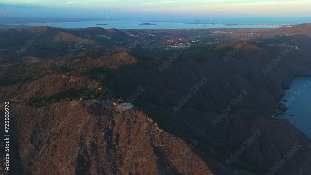 Aerial view of the Las Cenizas battery on Monte de las Cenizas, Cartagena, Region of Murcia, Spain Aerial view of the Las Cenizas battery on Monte de las Cenizas, Cartagena, Region of Murcia, Spain