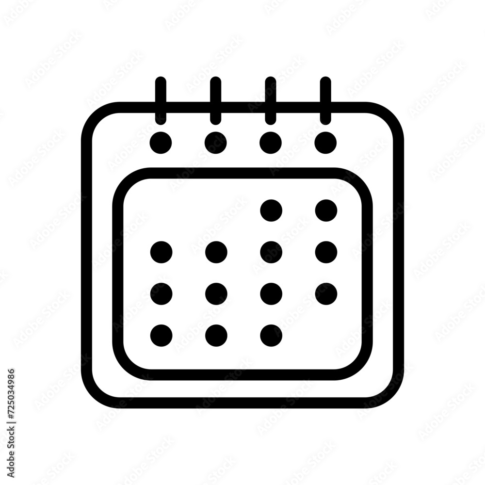 Vector black line icon weekly calendar isolated on white background Vector black line icon weekly calendar isolated on white background