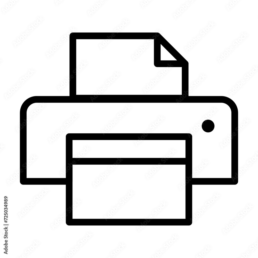 Vector black line icon office printer isolated on white background Vector black line icon office printer isolated on white background