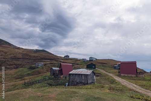 Borçka Karagöl plateau houses, huts and sky