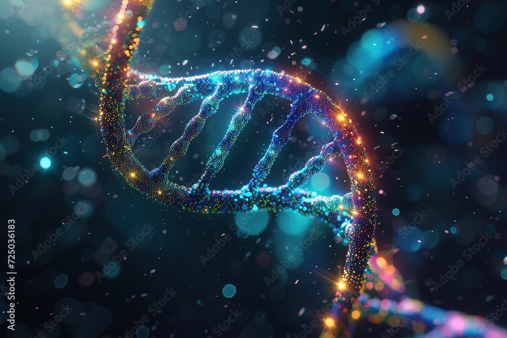 Illustration of genetic DNA strand on dark background Illustration of genetic DNA strand on dark background