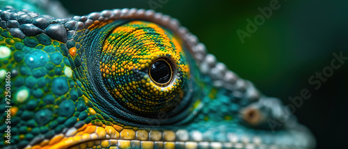 wallpaper of a close up  of a chameleon eye, with empty copy space