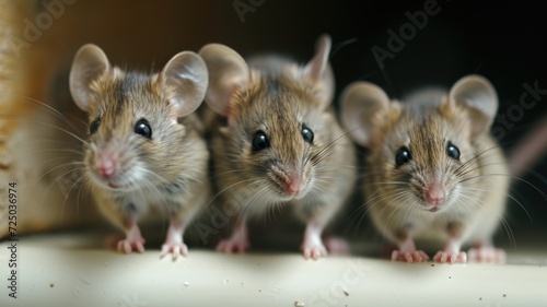 Close-up of Dumbo mice facing forward with alert expressions