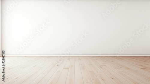 An Empty Room With White Walls and Wooden Floors. Copy space
