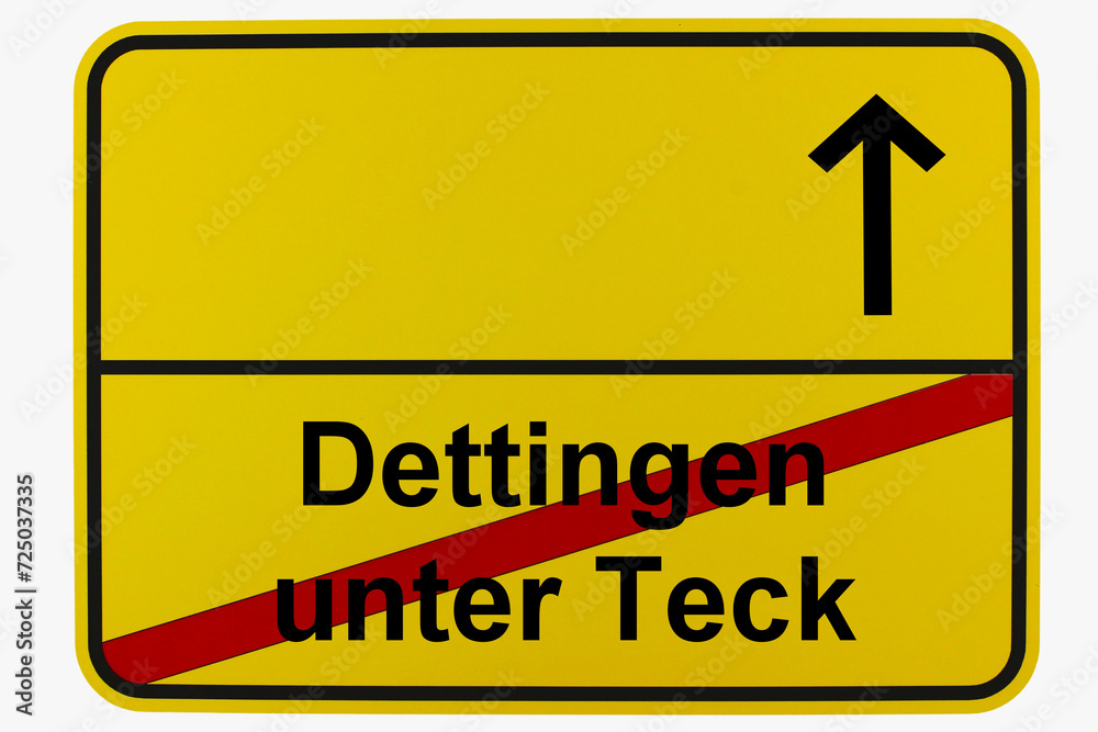 Obraz premium Illustration eines Ortsausgangsschildes von Dettingen unter Teck in Baden-Württemberg