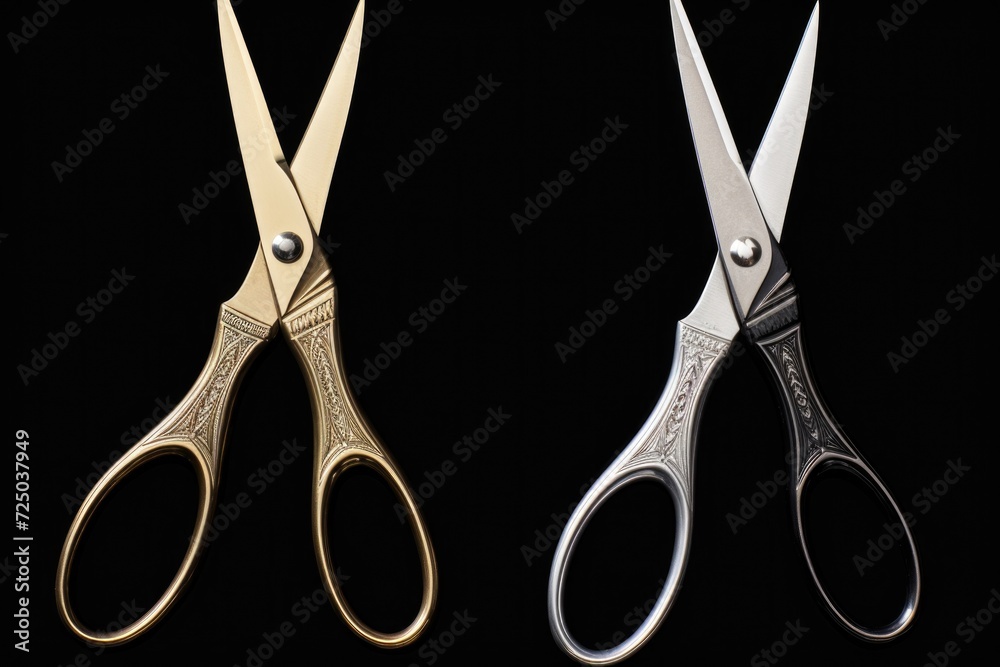 Two scissors placed side by side. Suitable for various uses Two scissors placed side by side. Suitable for various uses