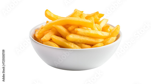 Bowl of French fries. Isolated on transparent background.