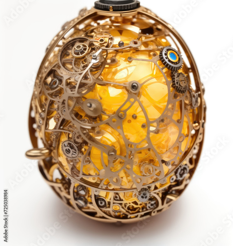 Steampunk egg. Abstract illustration. AI generated.