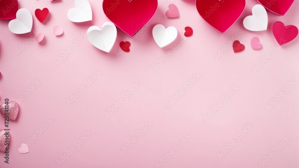 Valentine's day hearts background with copyspace, saint valentine background concept, blank space