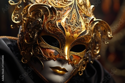 A detailed close-up of a mask on a mannequin. This image can be used for various purposes, such as fashion design, Halloween-themed projects, or as a prop in a theater production © Fotograf
