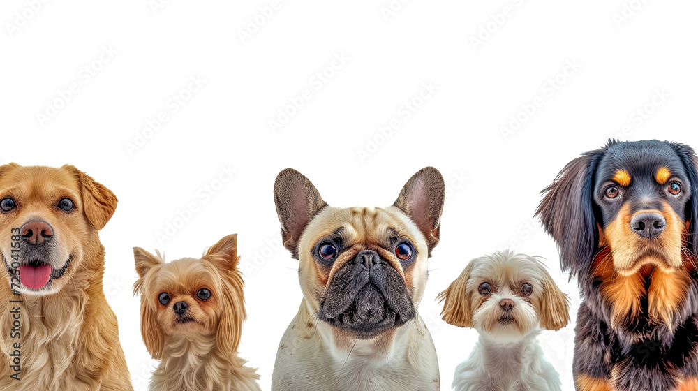 Diverse Group of Adorable Dogs from Different Breeds Posing Together for a Pet Portrait