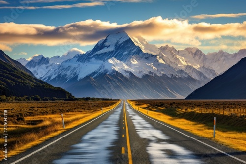the road leading to mount cook