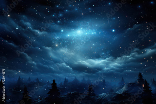 An ethereal night sky adorned with stars, providing a dreamy backdrop for text and conveying a sense of wonder and imagination. Generative Ai.