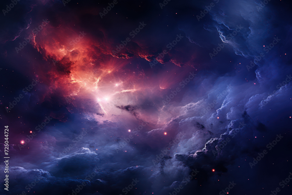 A digitally generated galaxy background with swirling nebulae, providing a cosmic setting for text related to space exploration and discovery. Generative Ai.