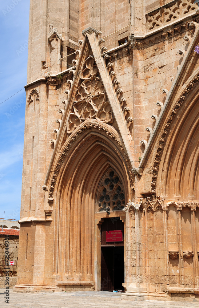 Lala Mustafa Pasha Mosque (St. Nicholas Cathedral) is in Famagusta, Cyprus.